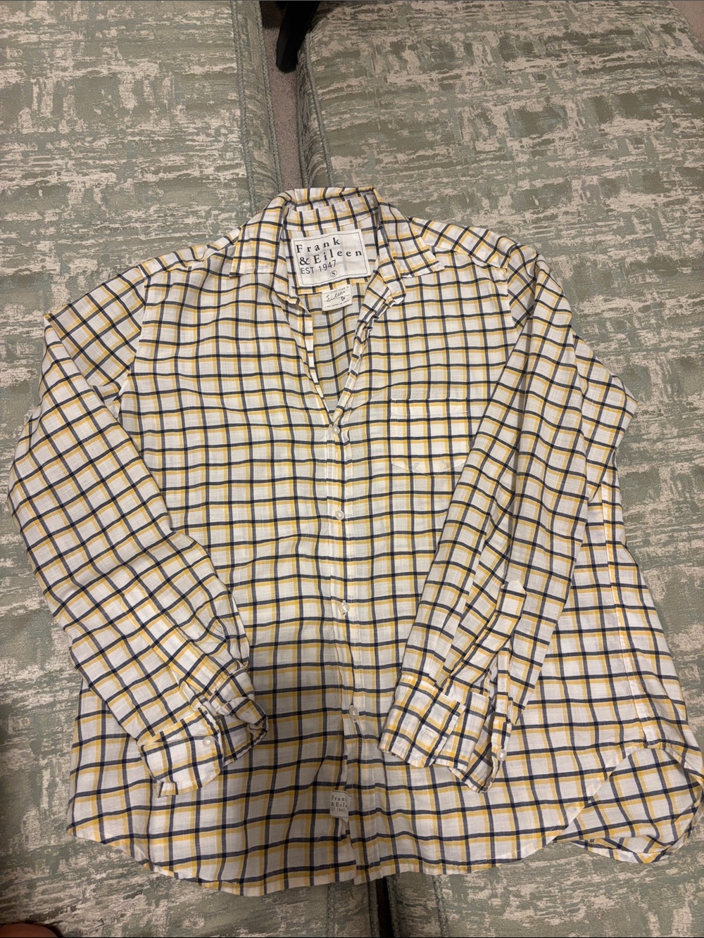 Frank & Eileen Plaid Button Up Shirt Blue & Yellow Small